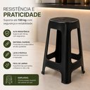 Ver imagem 3 de Banqueta Bistrô Alta Preta Banco Bar Balcão Cozinha Área Gourmet Varanda Empilhável Reforçada Plásti