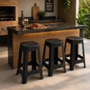 Ver imagem 2 de Banqueta Bistrô Alta Preta Banco Bar Balcão Cozinha Área Gourmet Varanda Empilhável Reforçada Plásti