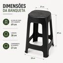 Ver imagem 6 de Banqueta Bistrô Alta Preta Banco Bar Balcão Cozinha Área Gourmet Varanda Empilhável Reforçada Plásti