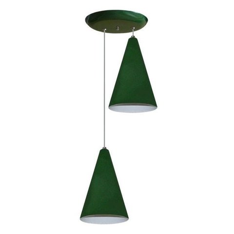 Luminária Pendente Colorido Duplo para Sala Quarto Cozinha - Verde