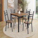Ver imagem 1 de Conjunto Sala de Jantar Mesa Quadrada 90cm Tampo BP com 4 Cadeiras Adriana Preto/Rattan/Demolição