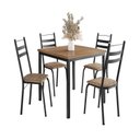 Ver imagem 2 de Conjunto Sala de Jantar Mesa Quadrada 90cm Tampo BP com 4 Cadeiras Adriana Preto/Rattan/Demolição