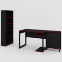 Ver imagem 3 de Quarto Gamer 3 Peças com 1 Mesa, 1 Estante para Livros e 1 Armário para Escritório Toronto Preto/Ver