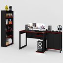 Ver imagem 7 de Quarto Gamer 3 Peças com 1 Mesa, 1 Estante para Livros e 1 Armário para Escritório Toronto Preto/Ver