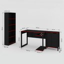 Ver imagem 4 de Quarto Gamer 3 Peças com 1 Mesa, 1 Estante para Livros e 1 Armário para Escritório Toronto Preto/Ver
