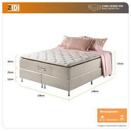 Cama Box Queen Bege + Colchão Molas Ensacadas Visco Gel Pillow Top Colorado 158x198x67cm - 3