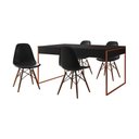 Ver imagem 6 de Mesa Jantar Industrial Retangular Preta 137X90Cm Base Cobre Com 4 Cadeiras Pretas Cor: Preto
