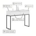 Ver imagem 2 de Aparador Buffet Rio 2 Gavetas para Sala 90 Cm - Branco e Preto