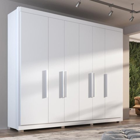 Guarda-Roupa Casal Valencia 6 Portas 6 Gavetas com Pés