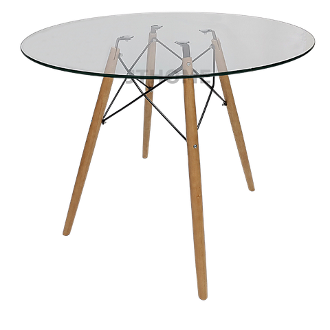 Mesa Jantar Redonda Vidro Temperado 80cm Pé Base Eiffel Charles Eames