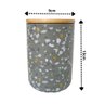 Pote Decorativo Porcelana Granulado Cinza Tampa Bambu 13cm - 5