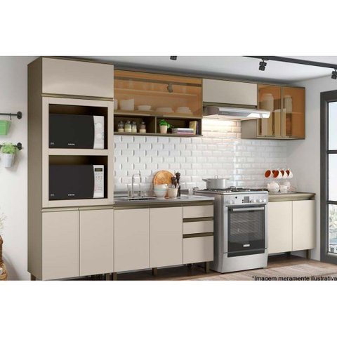 Kit de Cozinha Modulada 8 Peças Connect (3 Armários + 2 Balcões + 1 Paneleiro + 2 Complementos) C8P0