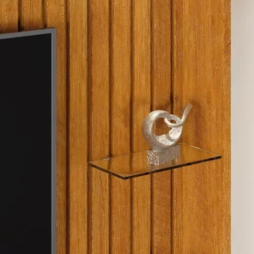 Ver imagem 5 de Estante Home Ripado Para Tv Até 65 Polegadas -3 Gavetas e Nicho com Leds -Rodizio -Carmolar -NATURAL