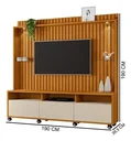 Ver imagem 4 de Estante Home Ripado Para Tv Até 65 Polegadas -3 Gavetas e Nicho com Leds -Rodizio -Carmolar -NATURAL