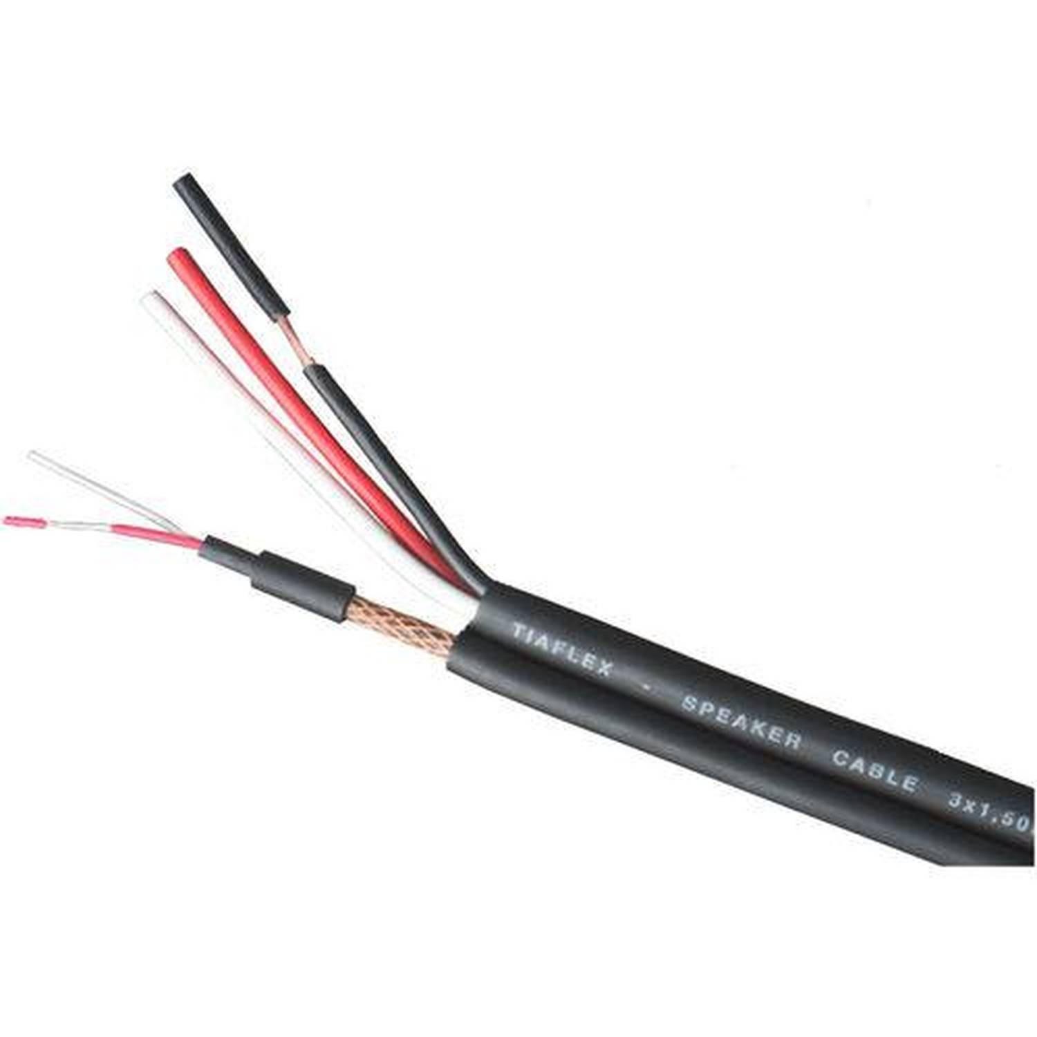 Cabo de Sinal Emborrachado Balanceado 2x0,30mm + AC 3x1,50mm (Rolo de 50 Metros) - Tiaflex - 1
