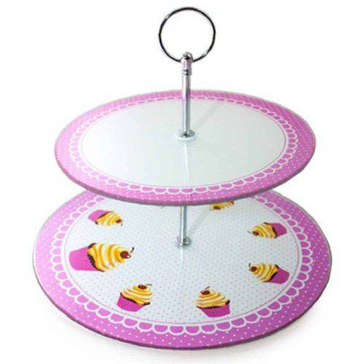 Suporte Para Doces Redondo Vidro 2 Andares Cupcake Bolo