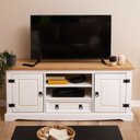 Ver imagem 1 de Rack Tv Bancada 55 Polegadas Madeira 2 Portas 1 Gaveta Tequila Branco Madeirado Idimex