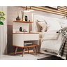 Kit com Duas Mesas de Cabeceira para Quarto com Gavetas Off White Freijo - 2