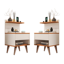 Ver imagem 1 de Kit com Duas Mesas de Cabeceira para Quarto com Gavetas Off White Freijo