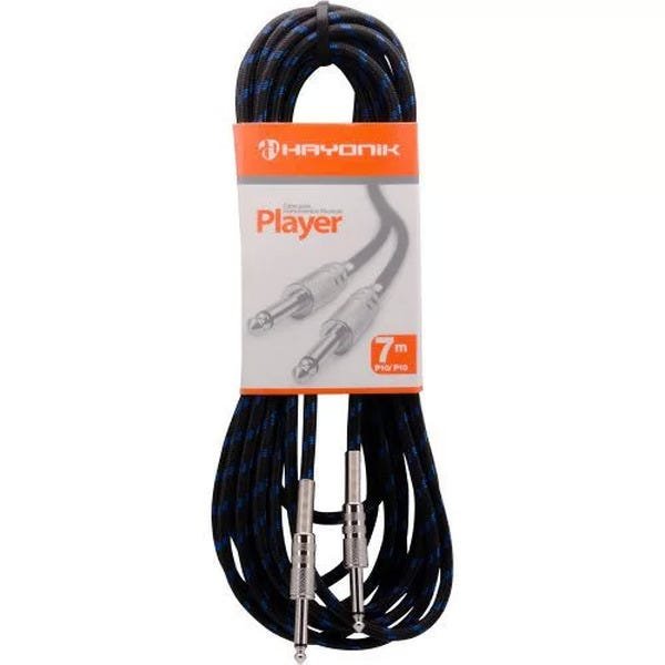 Cabo para Instrumentos P10 X P10 7m Textil Player Preto/azul Hayonik - 1