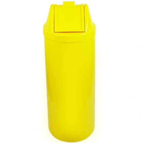 Lixeira Plástico Amarelo 30x70cm 50 Litros com Tampa Vai e Vem - Eb-27am - Jsn Cesto Plástico Amarel