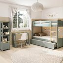 Ver imagem 1 de Conjunto Quarto Completo Treliche com LED, Escrivaninha e Estante Petit Casatema MadeiraOriginals
