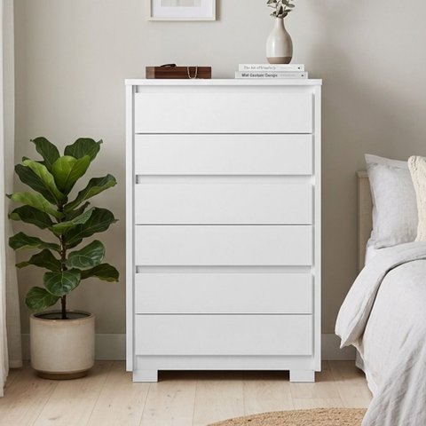 Cômoda para Quarto Pequena 6 Gavetas 79cm Unitá A04 Branco - Lyam Decor