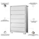 Ver imagem 3 de Cômoda para Quarto Pequena 6 Gavetas 79cm Unitá A04 Branco - Lyam Decor