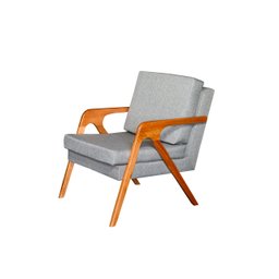 Poltrona decorativa Mona Luxo Dora Bela - Cinza Linho - 1