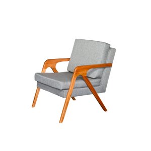 Poltrona decorativa Mona Luxo Dora Bela - Cinza Linho