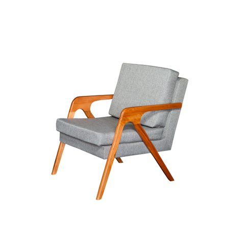 Poltrona decorativa Mona Luxo Dora Bela - Cinza Linho