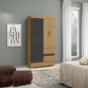 Ver mais imagens de Guarda Roupa Solteiro Coimbra 4 Portas 100 Cm Atacama Grafite Armoveis
