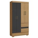 Ver imagem 1 de Guarda Roupa Solteiro Coimbra 4 Portas 100 Cm Atacama Grafite Armoveis