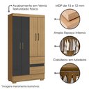 Ver imagem 4 de Guarda Roupa Solteiro Coimbra 4 Portas 100 Cm Atacama Grafite Armoveis