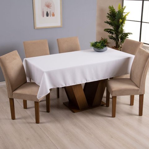Toalha de Mesa Basic 4 Lugares 1,45x1,40 1 Peça Tecido Oxford Liso - Branco