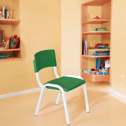 Cadeira Iso Infantil Verde Musgo Brinquedoteca Escola Creche Igreja Empilhavel
