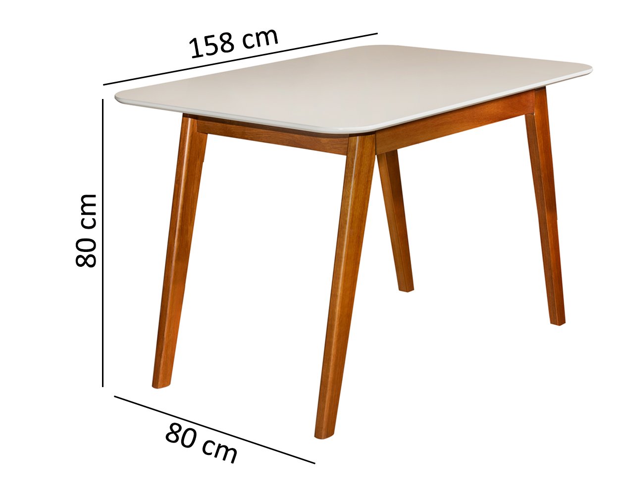 Mesa de Jantar Atlanta 1,58cm Premium Estilo Moderno Pés em Madeira Maciça Cor Off White - 5