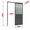 Ver imagem 4 de Porta de Correr Suspensa Meia Lambril Meia Vidro Esq L.25 Cinza 210x90 Brimak
