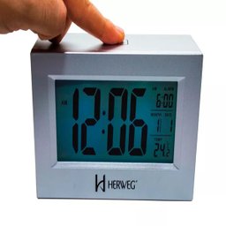 Relógio 2972 Despertador Digital Prata Luz Led Sensor Herweg - 1