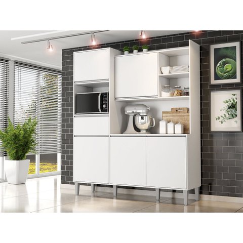 Kit Cozinha Compacta 160cm com 5 Portas 1 Gaveta Isabel Branco - AJL Móveis