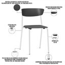 Ver imagem 3 de Kit 06 Cadeiras Empilhável Fixa Atom F02 Base Aço Branco Preto - Lyam Decor