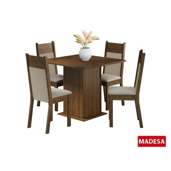 Conjunto para Sala de Jantar Mesa 4 Cadeiras Malibu Madesa - 2