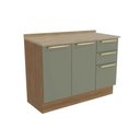 Ver imagem 1 de Balcão de Cozinha Botanic M624 c/ 2 Portas e 3 Gavetas c/Tampo - Kappesberg Nogueira/Oliva/Nogueira