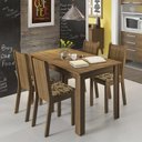 Ver imagem 1 de Conjunto Sala de Jantar Rosie Madesa Mesa Tampo de Madeira com 4 Cadeiras - Rustic/bege Marrom