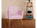 Ver imagem 3 de Poltrona Decorativa Nina Riscado Suede Rosê Pés Madeira Ms Decor