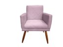 Ver imagem 1 de Poltrona Decorativa Nina Riscado Suede Rosê Pés Madeira Ms Decor