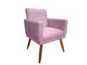 Ver imagem 2 de Poltrona Decorativa Nina Riscado Suede Rosê Pés Madeira Ms Decor