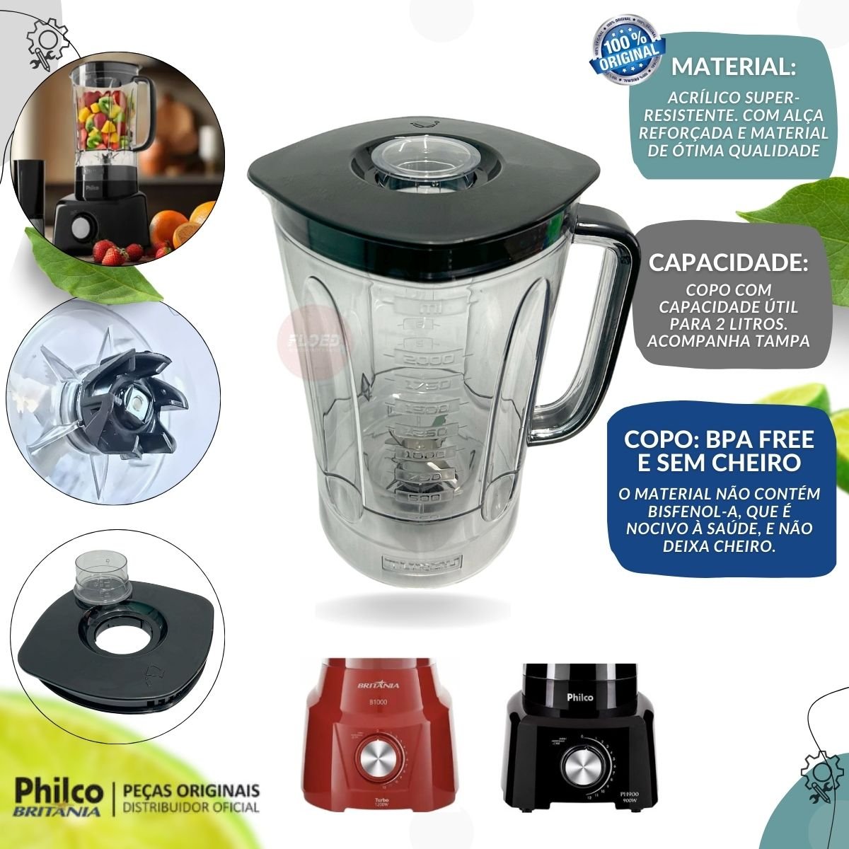 Copo Original Liquidificador Philco Ph900 B1000 Preto - 2