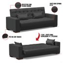 Ver imagem 6 de Sofá Cama 02 lugares Lisboa Corino Preto Pés de Madeira - D’Rossi