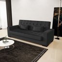 Ver imagem 1 de Sofá Cama 02 lugares Lisboa Corino Preto Pés de Madeira - D’Rossi